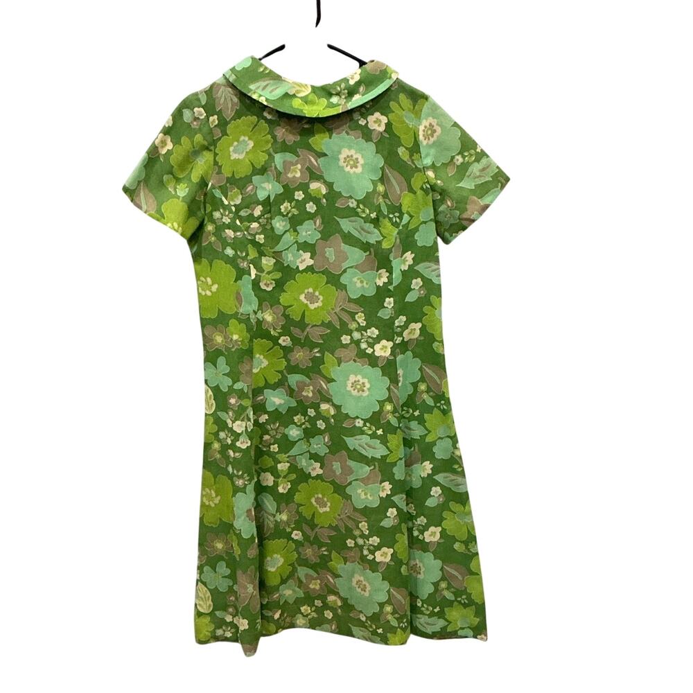 Vintage Betty Hartford Womens Peter Pan‎ Collar Mod Dress Flower Power Green 60s